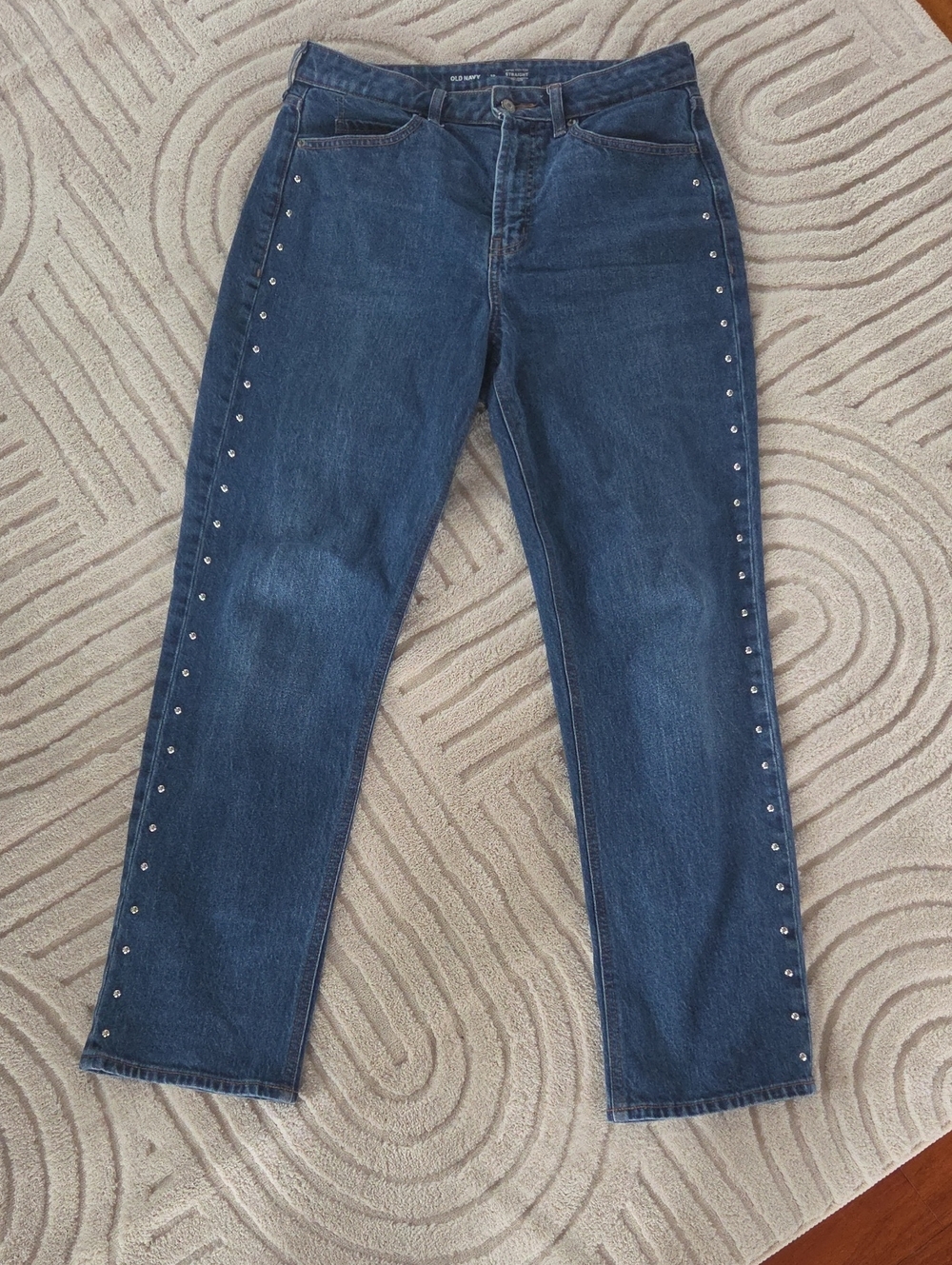 Old Navy Dark Blue Straight Leg Jeans with Silver Studs